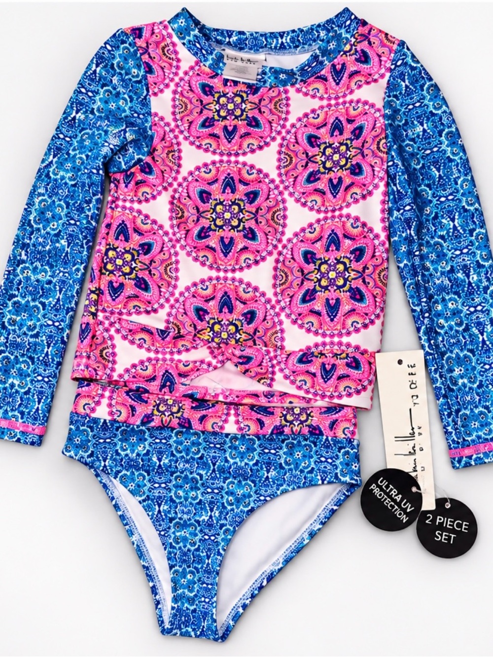 NWT Nicole Miller NY Girls 2-Piece Rash Guard Swimsuit Set Size 5T